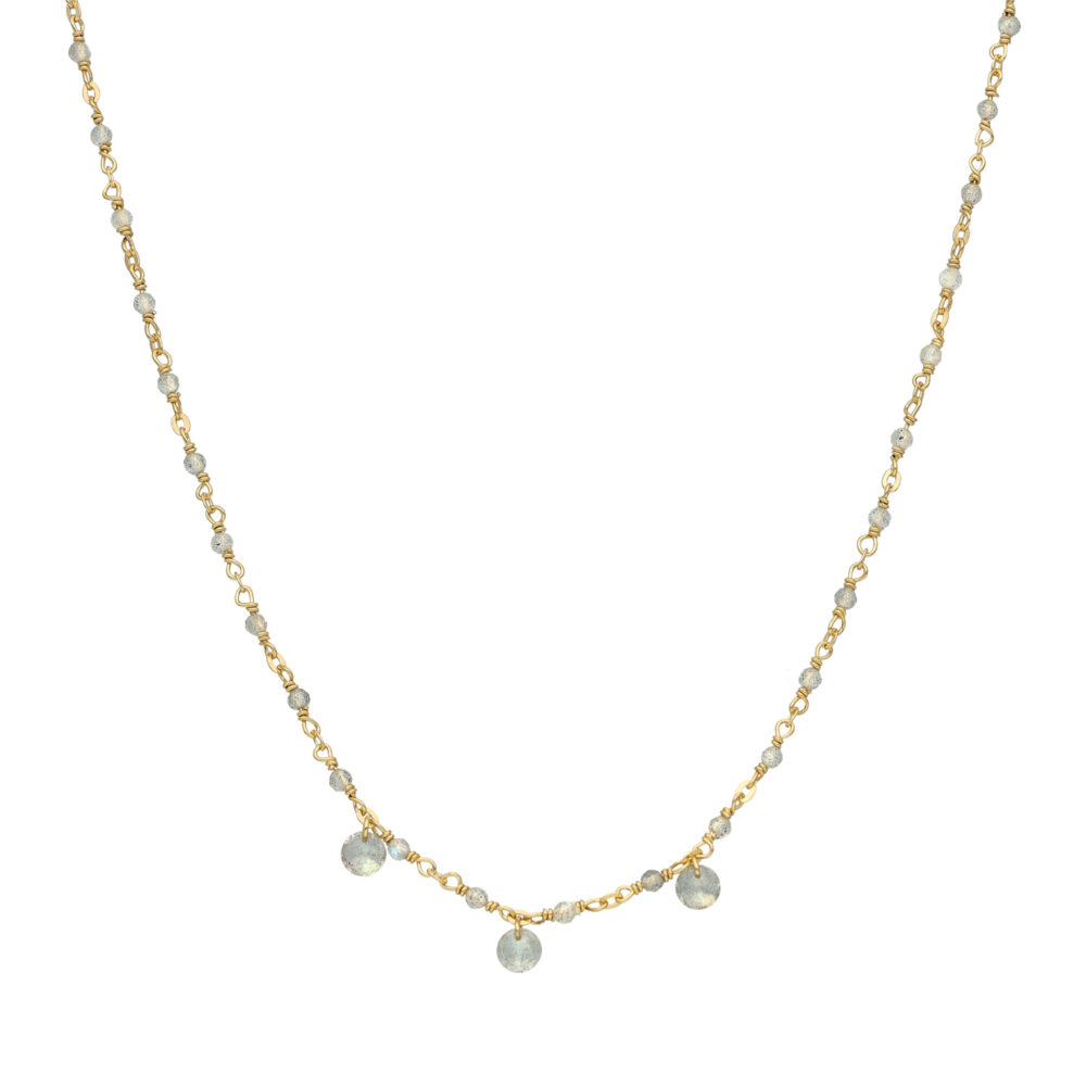 Collier en argent doré pierres naturelles labradorite pampilles labradorite