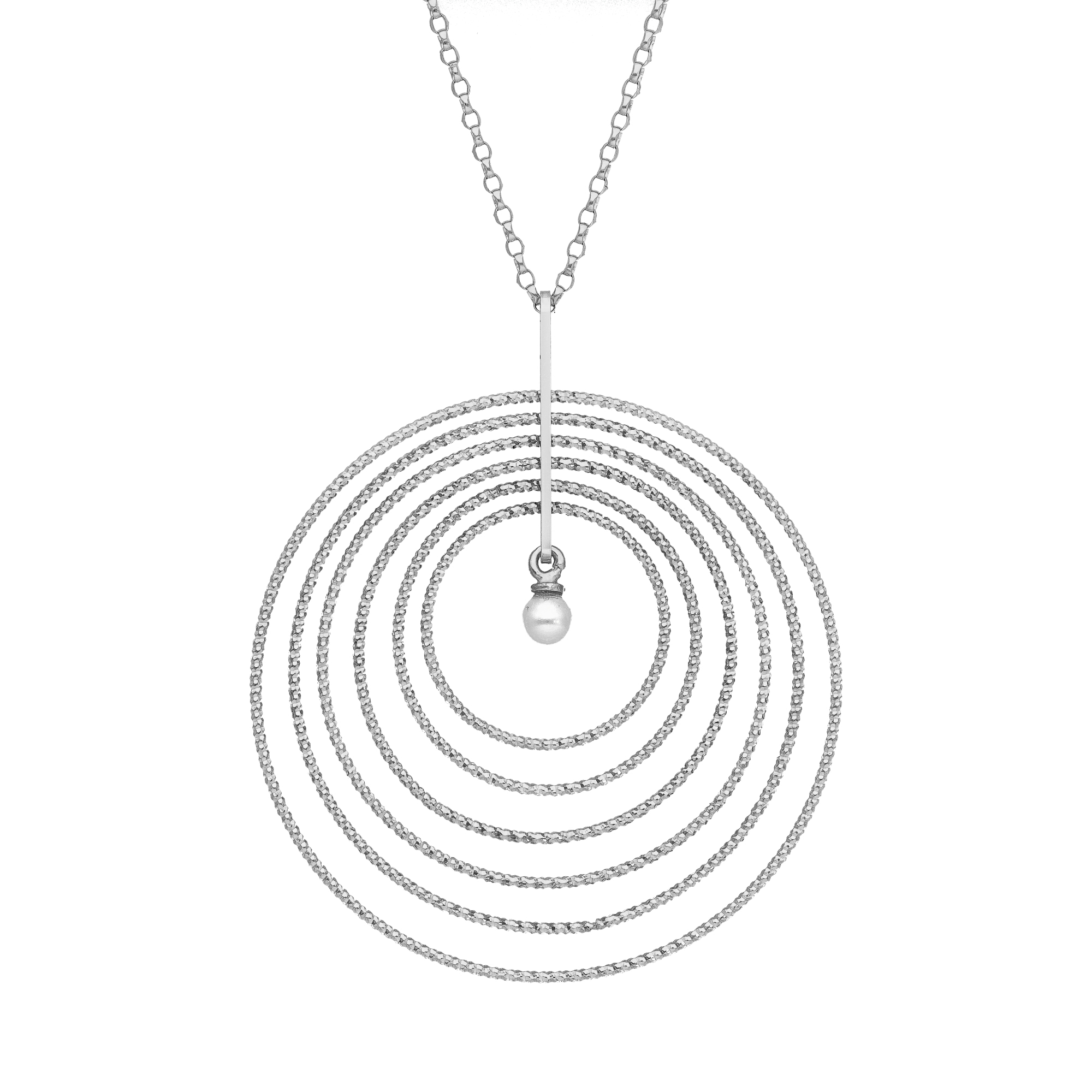 Collier en argent rhodié multi rond avec perle naturelle