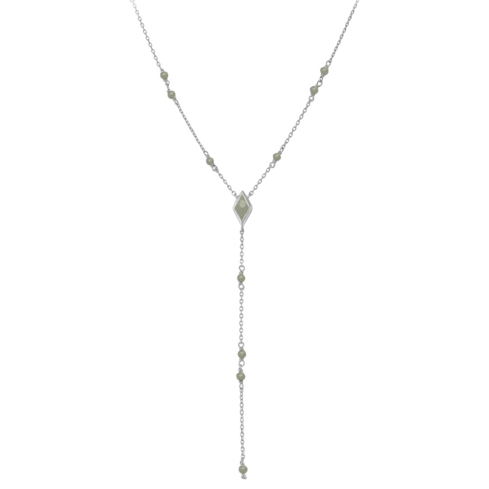 Collier en argent rhodié cravate  pierre naturelle labradorite