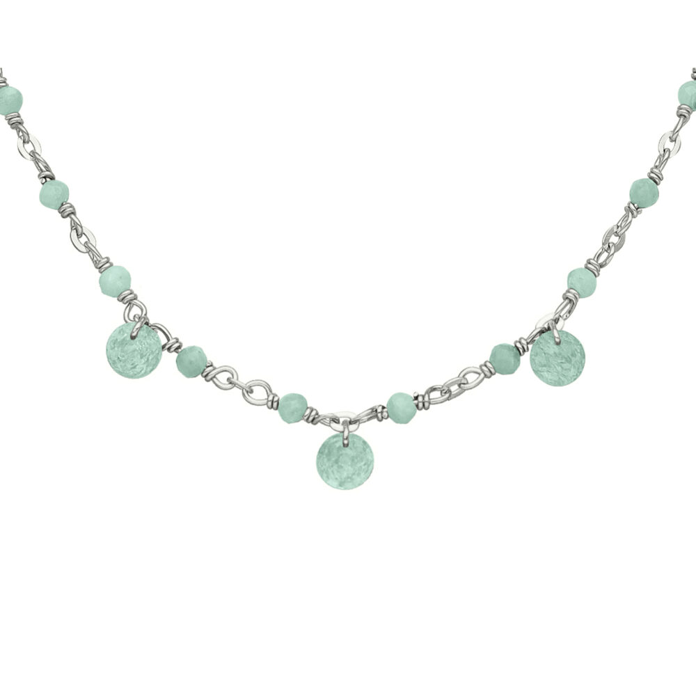 Alternative view of Collier en argent rhodié pierre naturelle amazonite pampilles amazonite
