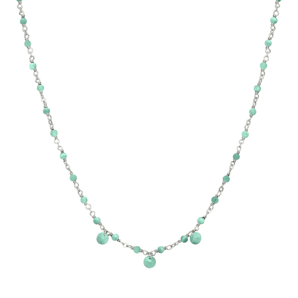 Collier en argent rhodié pierre naturelle amazonite pampilles amazonite