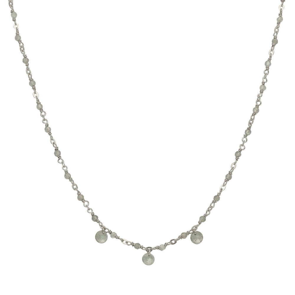 Collier en argent rhodié pierres naturelles labradorite pampilles labradorite