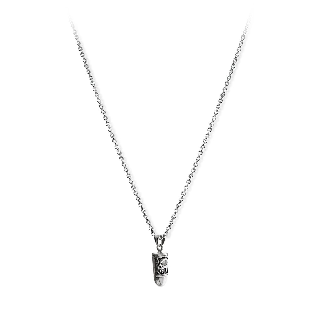 Collier homme argent balle tête de mort – Image 2