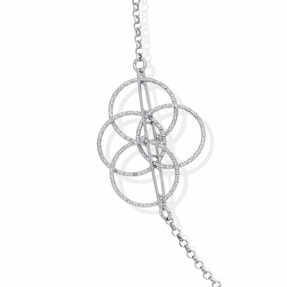 Collier sautoir cercle argent rhodié diamanté Silvia – Image 2