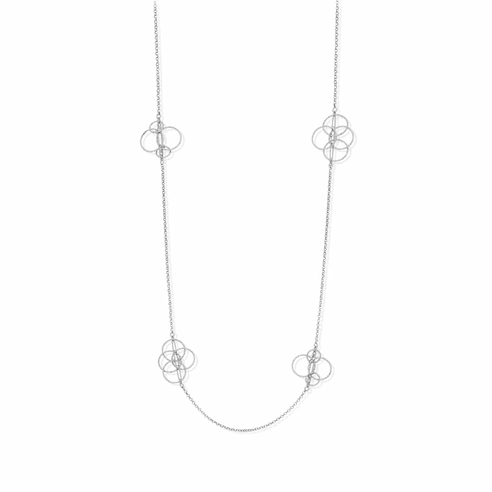 Collier sautoir cercle argent rhodié diamanté Silvia