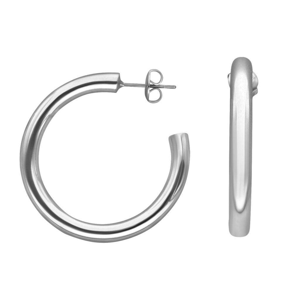 Créoles argentées tube diamètre 36mm