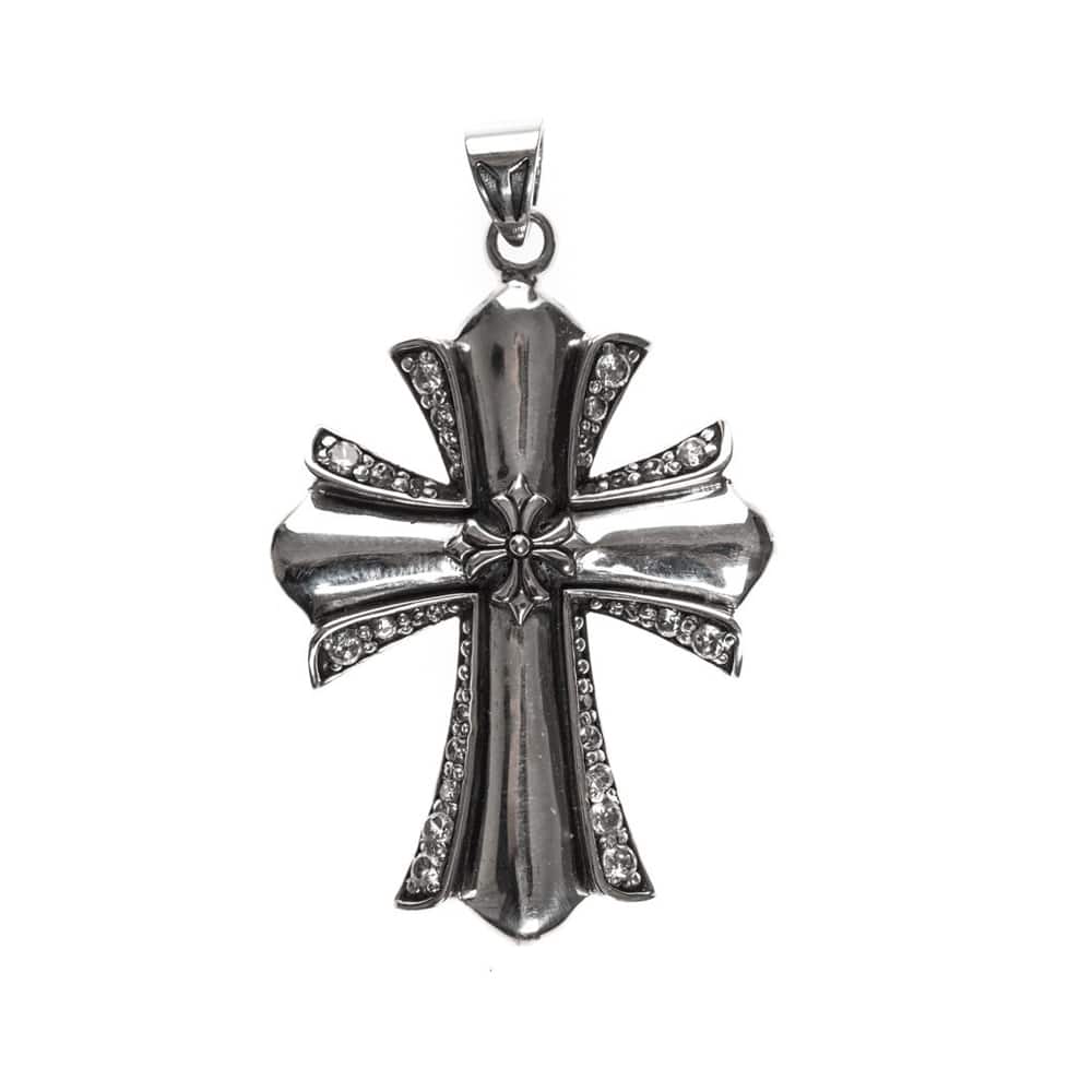 Croix rock argent pendentif sertie