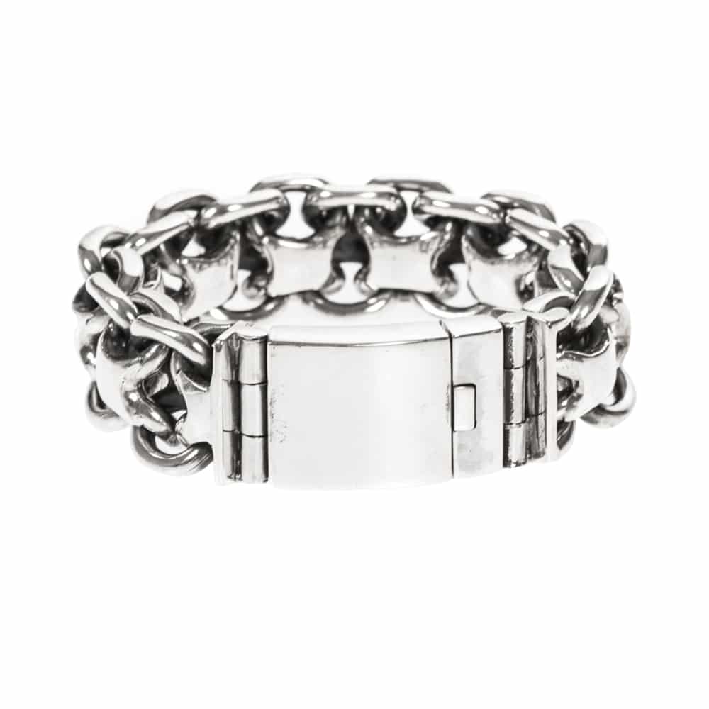 Gourmette homme bracelet argent rock grand modèle