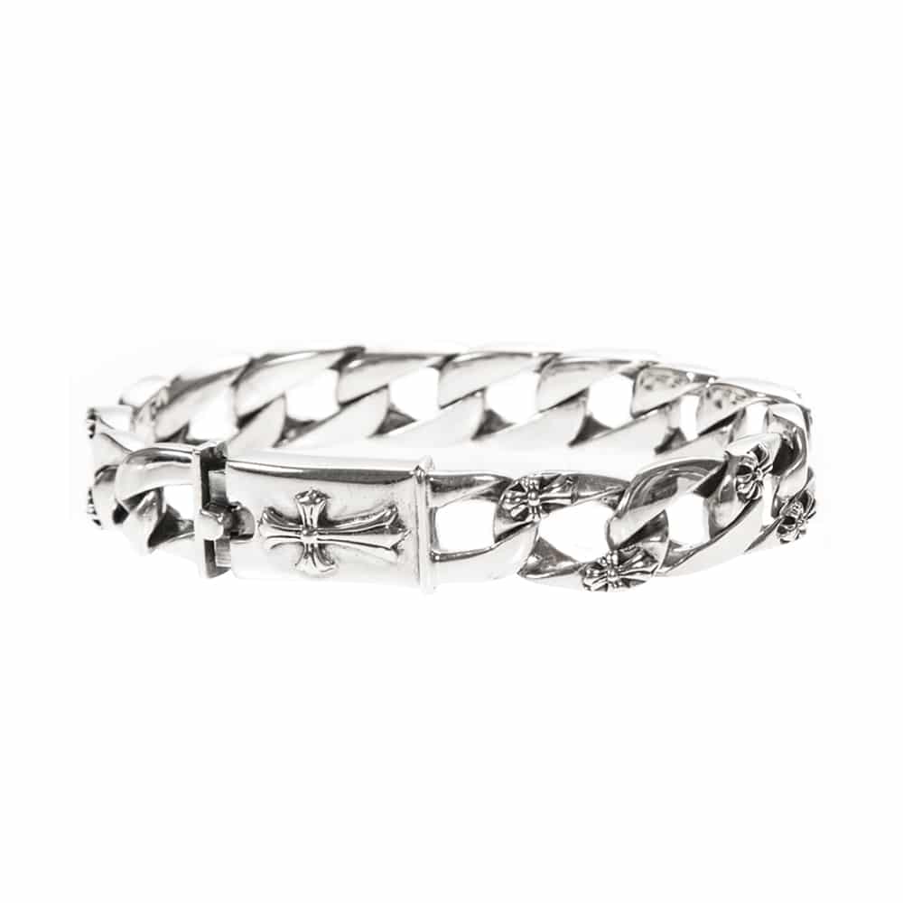 Gourmette argent homme rock croix gothique – Image 3