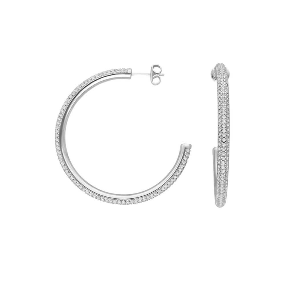 Grandes créoles argentées 50mm